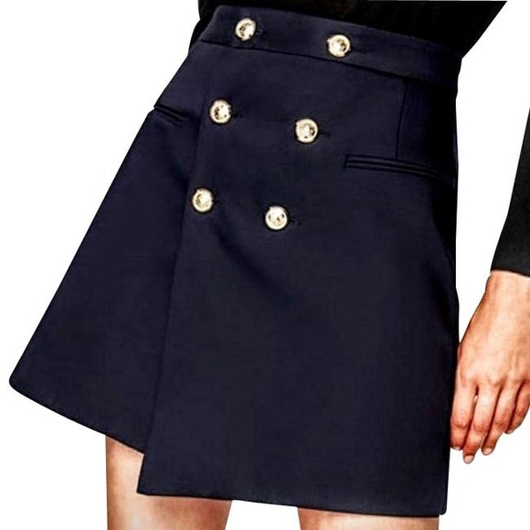 Zara Dresses & Skirts - ❤️ZARA Navy Blue Button Skirt size small